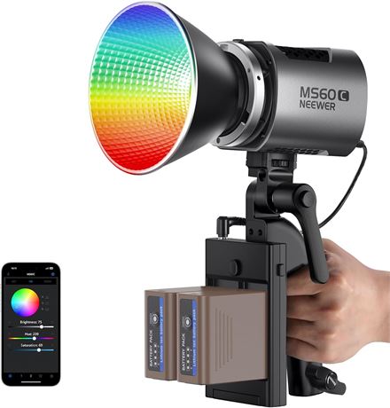 NEEWER MS60C projecteur LED vidéo RGBWW 65W kit batterie