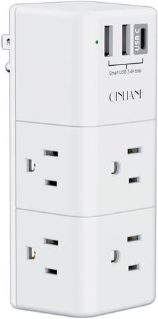 Multiprise QINLIANF 6 Prises 3 USB Rotative 3 Faces