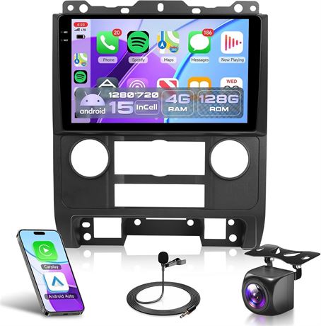 Rimoody 4G 128G Car Stereo for Ford Escape/Kuga 2007-2012, 9" Touchscreen