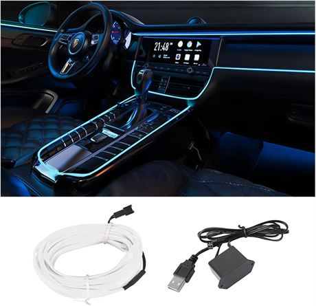 Bande LED Voiture EL Wire USB 16FT Bleu Glace