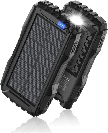 42800mAh Solar Power Bank Portable Charger QC3.0 Fast Charge Flashlight