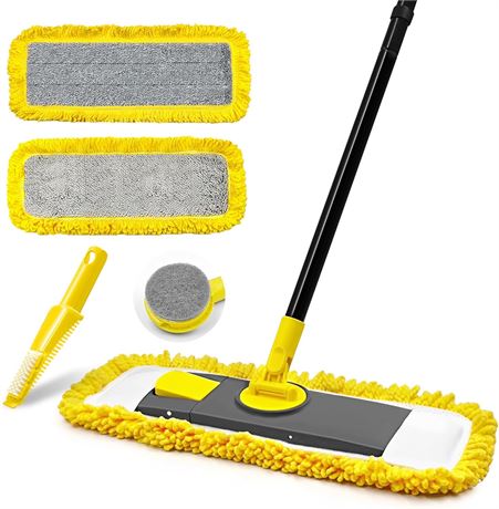 JEHONN Flat Mop Floor Cleaning Dry Wet Dust Mops Microfiber Chenille Pads