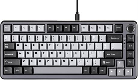 YUNZII RT75 Wired Keyboard with Hall Effect Switch, 75% TKL, Knob, RGB, PBT