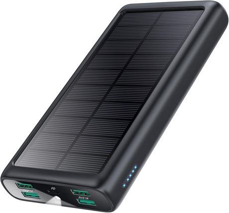 Chargeur solaire 42800 mAh, 5 sorties, USB-C, IP67, LED