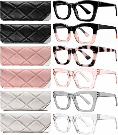 CCVOO Reading Glasses Women - Lightweight Blue Light Protection UV400