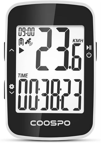 COOSPO GPS Bike Computer, Wireless Speedometer Odometer, LCD, Sync with Strava