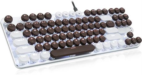 Typewriter-Style Mechanical Keyboard 87-Key, Keycaps, USB Wired, Blue Switch