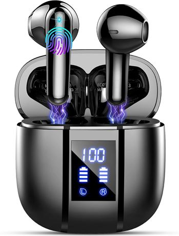 Wireless Earbuds Bluetooth 5.4, 4 ENC mics, 48H Playtime, LED Display, IP7