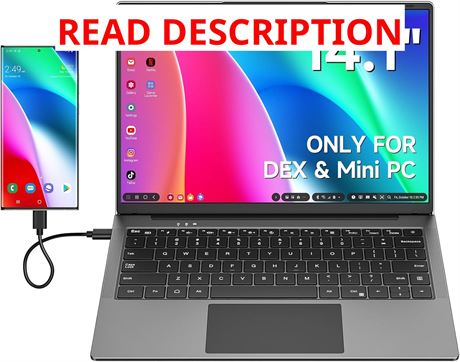 14.1" Lapdock for DeX & Mac mini with Keyboard, Monitor for Samsung & Steam Deck