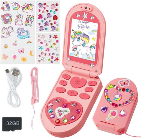 Kids Camera for 3-10 Year Old Girls, 32GB SD Card, 1080P Video, DIY Stickers