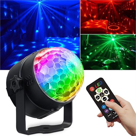 Disco Ball Light RGB USB LED Mini Sound-Activated DJ Stage Lamp for Home/Karaoke
