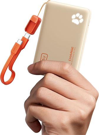 INIU Batterie externe ultra fine 10 000 mAh, 45 W, PD USB-C, chargeur beige