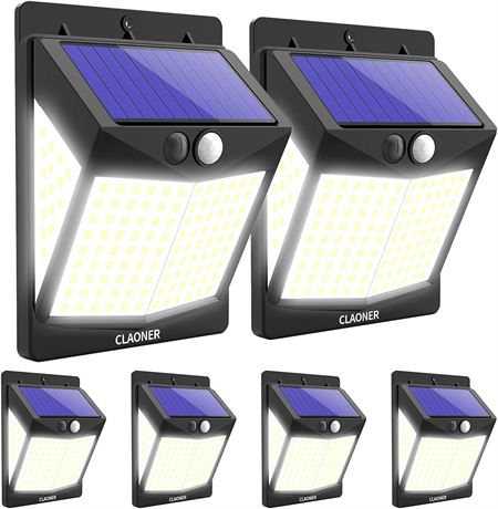 CLAONER Solar Powered Motion Sensor Lights Outdoor, 140 LED, 3 Modes, IP65