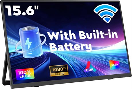 Wireless Portable Monitor 8000mAh 15.6in 1080P IPS USB-C/HDMI AirPlay