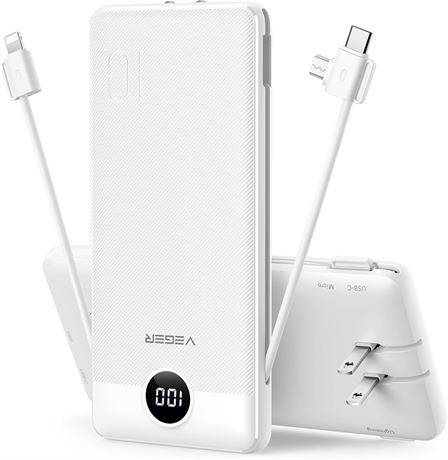 VEGER Chargeur portable - batterie externe 10000 mAh, USB-C, 2 entr es