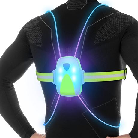 Ni-SHEN LED Reflective Running Vest with Front Light, Adjustable Belt