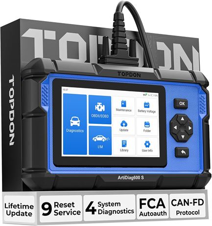 TOPDON AD600S OBD2 Scanner: ABS/SRS/Engine diagnostic, 9 reset services