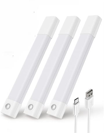 EZVALO Closet Lights, 3 Pack LED Rechargeable Under Cabinet Lighting Wireless