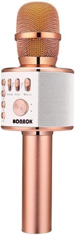 BONAOK Wireless Bluetooth Karaoke Microphone – Rose Gold