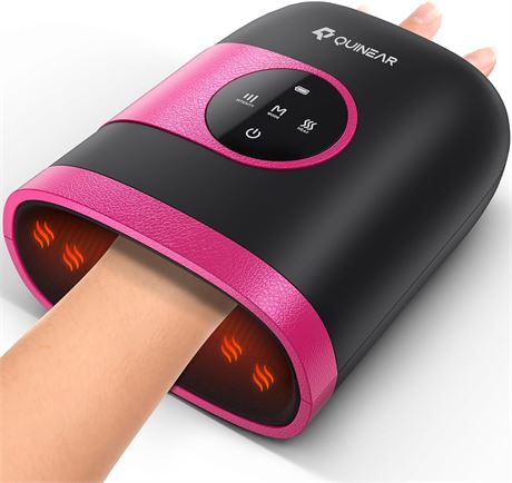 QUINEAR Hand Massager, Cordless with Heat & Compression for Arthritis, Pink