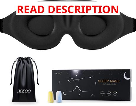 MZOO Sleep Eye Mask, Unisex, 3D Contoured Cup, Block Out Light, Black