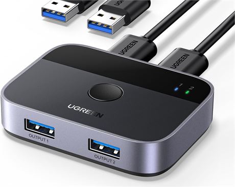 UGREEN USB 3.0 Switch for 2 Computers, Share Keyboard, Mouse, Webcam
