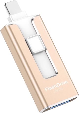128GB iPhone Photo Stick, 4-in-1 USB Flash Drive for Backup & Transfer