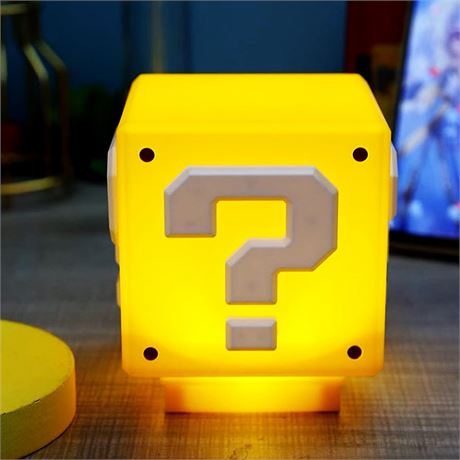TLAOTNIY Super Bros Mini Question Block Night Light - USB Bedside Lamp