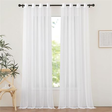Rideaux NICETOWN 2pcs 54x96 ivoire transparents longs élégants pour salon