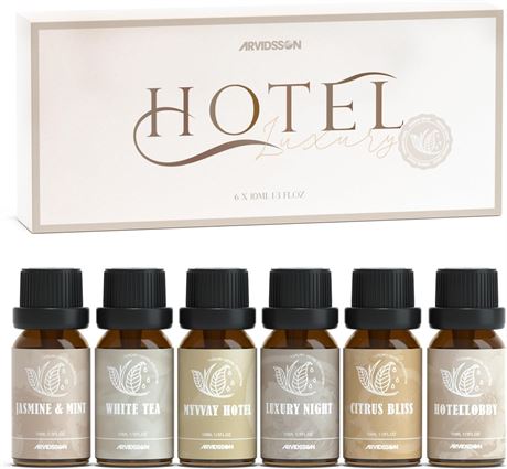 ARVIDSSON Hotel Diffuser Oils Gift Set, Jasmine & Mint, White Tea, Citrus