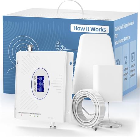 Cell Phone Booster, 4G LTE/5G Tri-Band, Verizon/AT&T, Up to 5000 sq ft
