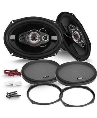 Pyle 7' x 10' Four-Way Quadriaxial Car Speakers, 500W, Black (Pair) - Black