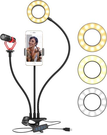 Movo anneau lumineux bureau + support téléphone + micro VXR10