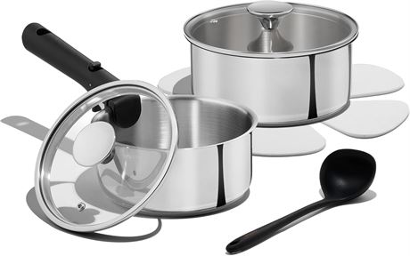 CAROTE Stainless Steel Sauce Pan with Detachable Handle, 1.6/2QT, Oven Safe