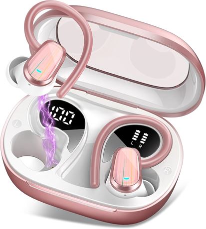 Wireless Earbuds 50H Bluetooth 5.4 ENC Noise Canceling, IP7 Waterproof Rose