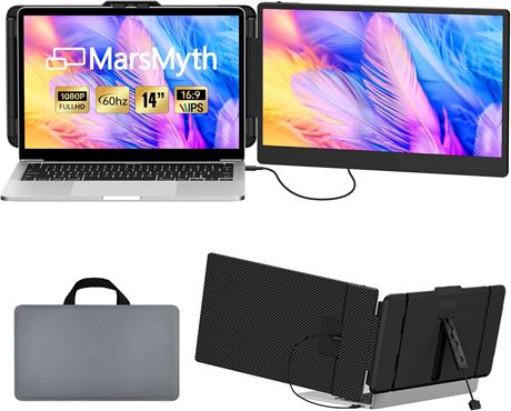 S1 14" Portable Laptop Screen Extender, 1080P Dual Monitor, Plug & Play USB-C