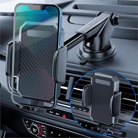 Support téléphone voiture 3-en-1 ventouse clip tableau de bord