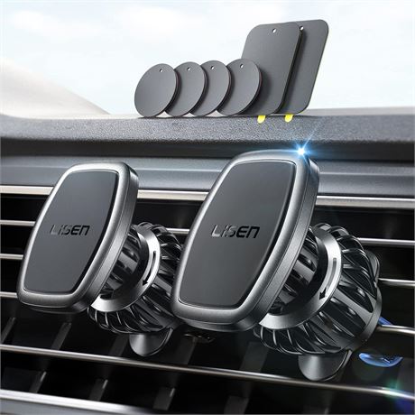 LISEN Magnetic Car Vent Holder 2 Pack, 6 Magnets, Hands-Free Mount, 4-7in