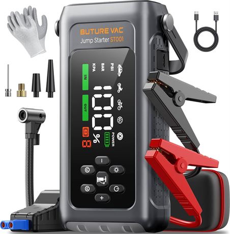 9-in-1 5000A Car Battery Booster Jump Starter with Air Compressor