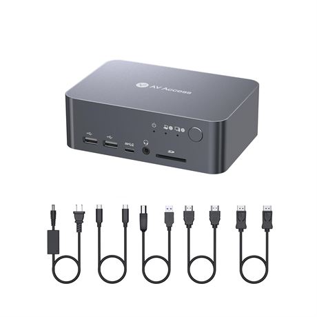 AV Access Dual-Monitor KVM Docking Station, 4K, USB-C 60W