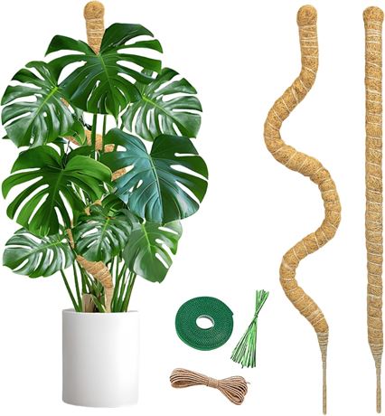 SYCARON Tuteur de mousse, 2 pcs 27,5 pouces, piquets de coco pour Monstera