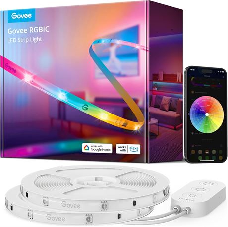 Govee 65.6ft RGBIC LED Strip Lights, Alexa Compatible, 2x32.8ft