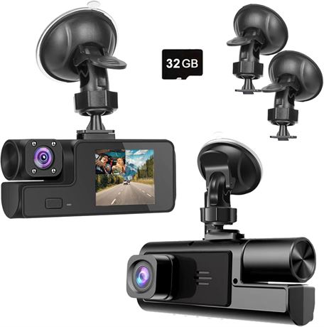 1080P Dual Dash Cam for Car Front & Inside, 170  Wide, G-Sensor, 2' IPS
