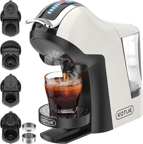 KOTLIE 5in1 19Bar Multicapsule Coffee Machine for K-Cup/Nespresso (White)