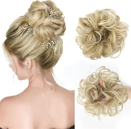 Vlasy Messy Bun Hair Piece, Curly Synthetic Scrunchie, F16/613#
