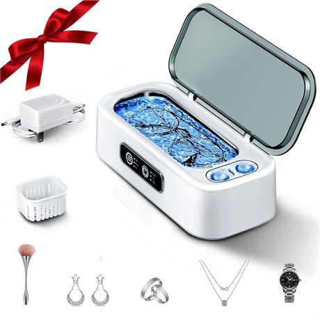 SUNPOW Ultrasonic Jewelry Cleaner - Dual-Chamber, 45kHz, Quiet 45dB