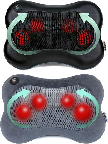 Zyllion ZMA-13 Shiatsu Pillow Massager Bundle (Black and Slate Velvet)