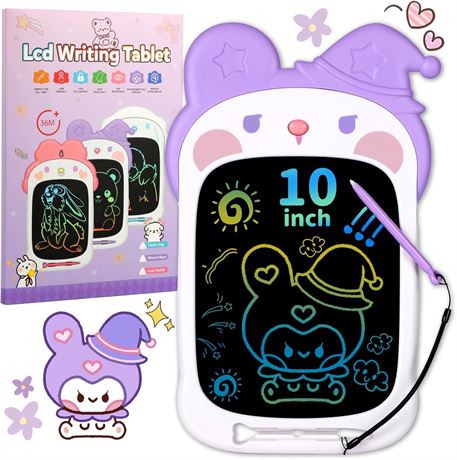 LCD Writing Tablet 10", Drawing Pad for Kids Age 3-6, Travel Toy, Violet Bunny