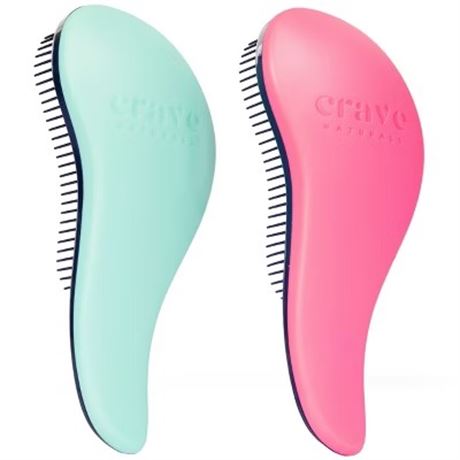 Crave Naturals Glide Thru Detangling Brush for Kids & Adults, Pink