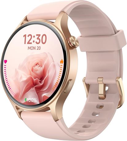 Fitpolo Montre femme intelligente   AMOLED 1,3', appels, IP68, iOS/Android